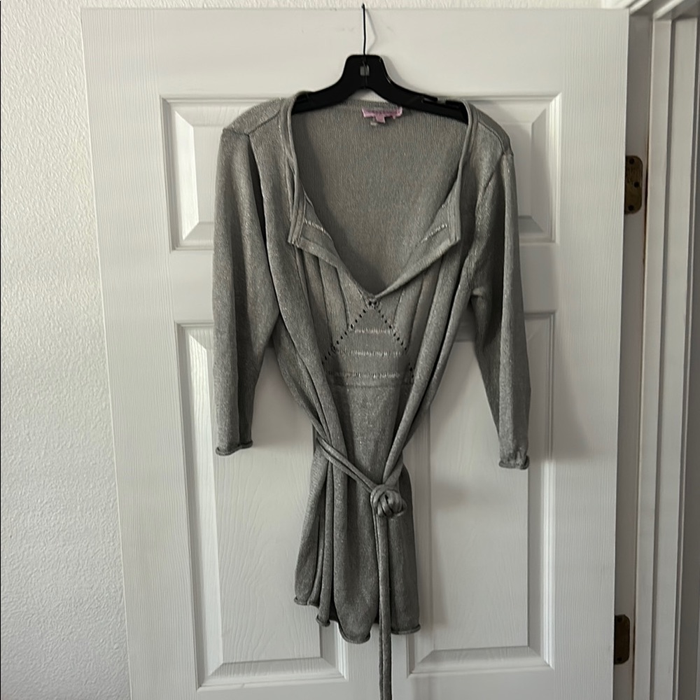 Calypso metallic silver tunic with matching tie belt